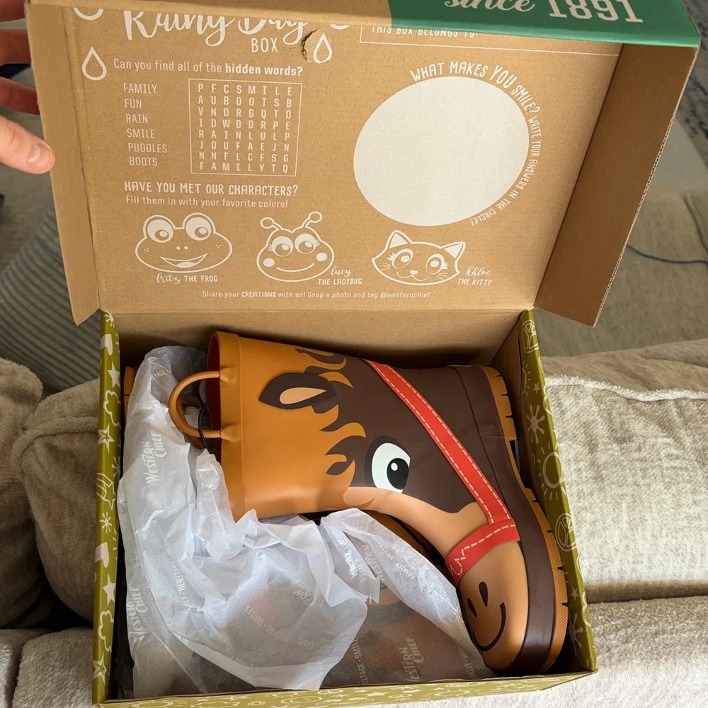 NWT•Western Chief Hayden Horse Kids’ Waterproof Rain Boots | Size 3